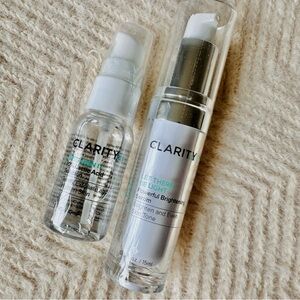 NWT CLARITY RX Brighten It 10% Lactic Acid solution + Let There Be Light serum